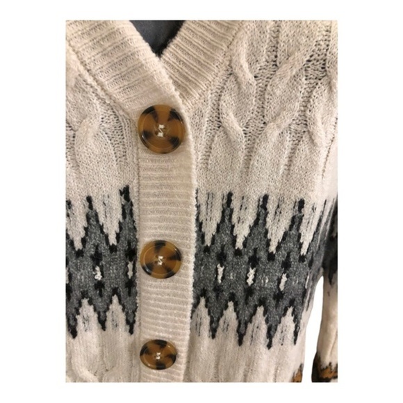 Lucky brand chunky cable knit aztec southwestern boho cardigan size small new - Picture 7 of 11